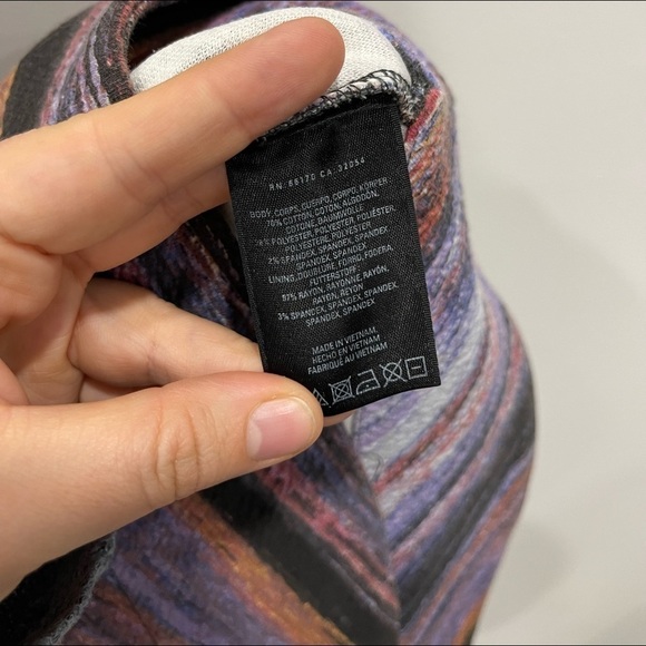 Anthropologie Maeve Kebren Purple Motif Stripe Dress Rounded Hem 3/4 Sleeve M - Picture 5 of 7